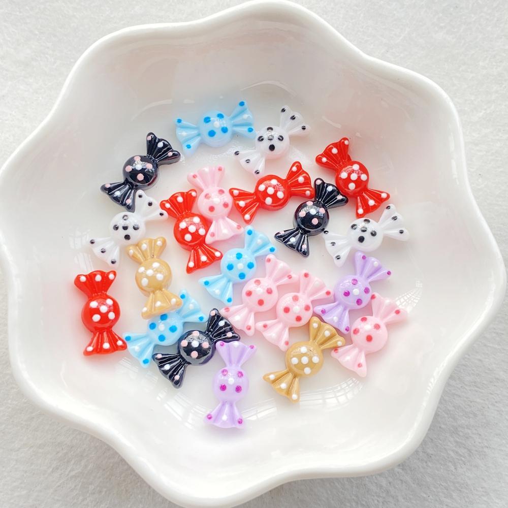 30Pcs Cute Mini Cartoon Candy Series Flat Back Rhinestone Bead Scrapbook DIY Manicures Appliques Accessories Crafts