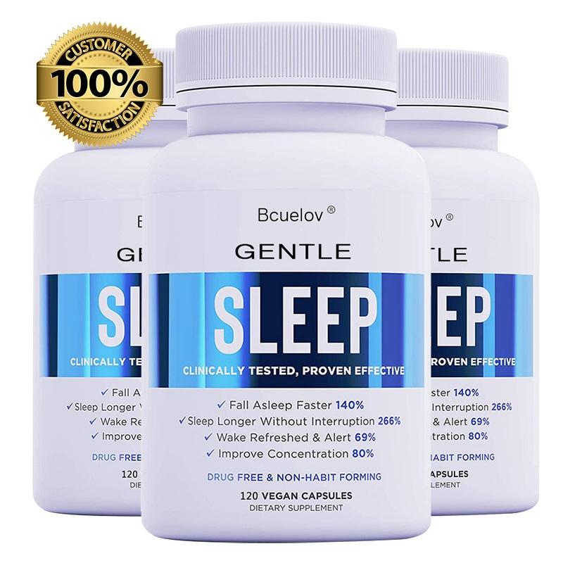 Bcuelov Gentle Sleep Capsules, Melatonin, L-Tryptophan, GABA, Magnesium, 120 Caps