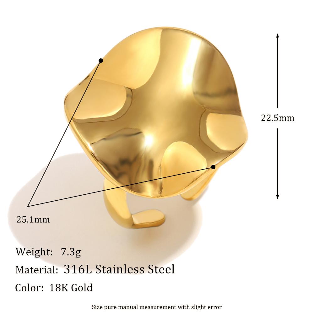 

MamacitaSlay Stainless Steel Irregular Circular Opening Ring Party Creative Waterproof Jewelry Women s Charm Ring High Quality 7 золотой