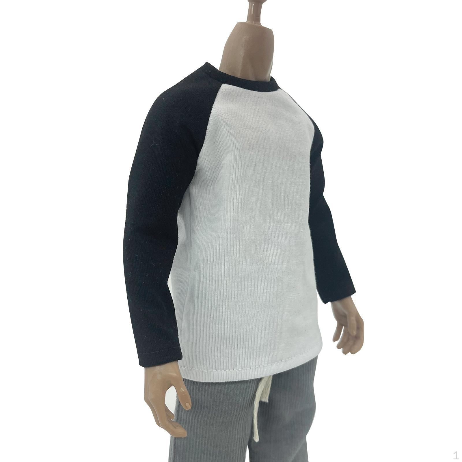 

1/6 Мужская кукольная одежда Толстовка Масштаб Солдат Фигурка Куклы Black and White