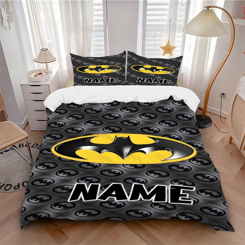 Custom Textile Batman Night Bedding 3 Piece Set HD Print Duvet Cover Pillowcases for Teens Adult Bedroom Decoration