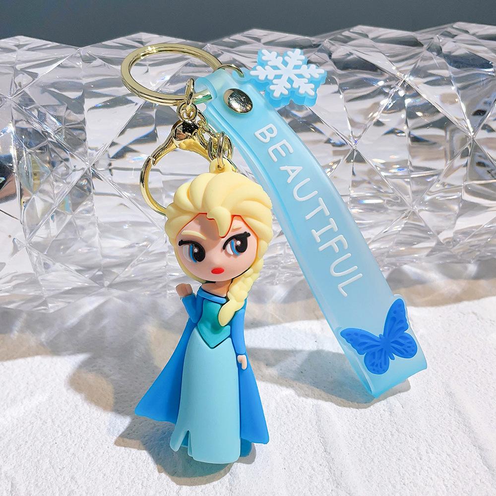Snow White Elsa Alice Pendant Keychain Cartoon Phone Bag Mermaid Princess Key Chain Jewelry Kids Fans Gifts