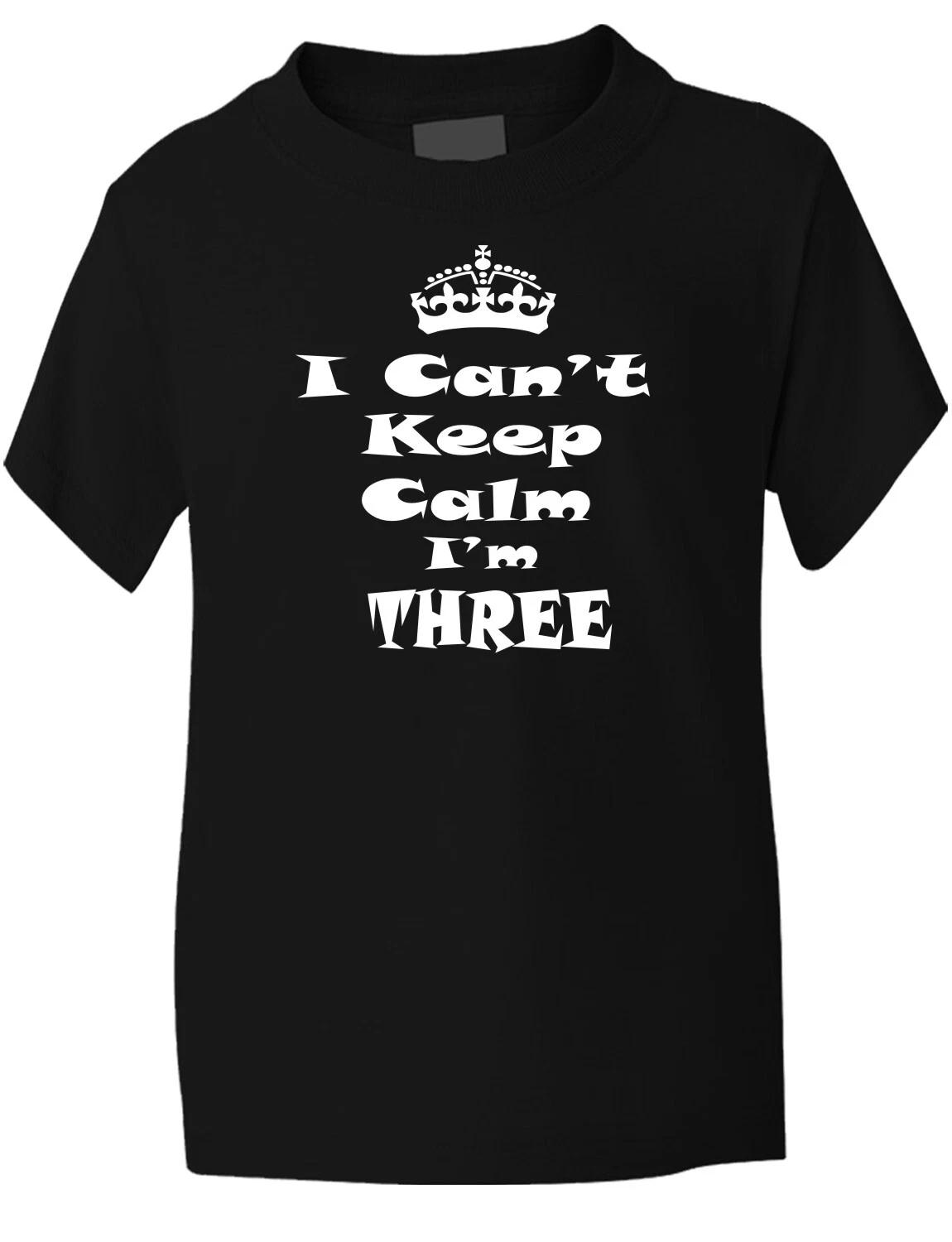 

3rd Third Birthday Keep Calm I m Three Birthday Present Kids T shirt Age 1-13 2XL