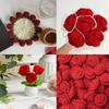 10 Stück Rote Häkelrosen, DIY Strickblumen-Set für Bouquet, Decke, Kleidung, Dekoration, Muttertag, Hochzeit, Heimdekoration