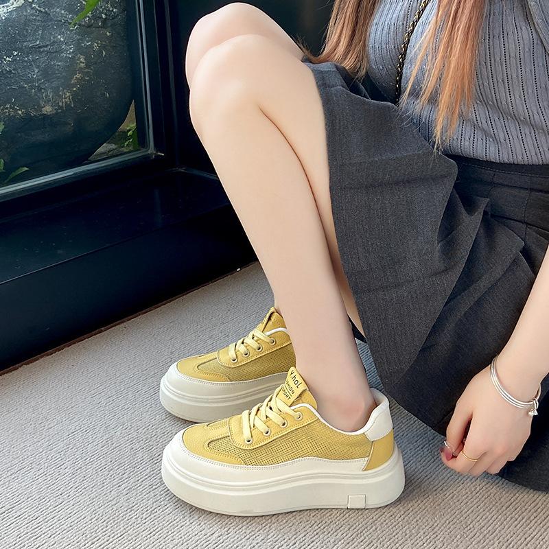 Versatile Breathable Little White Shoes 2025 Summer New Women's Shoes Shoes Popular Mesh Platform Casual Sports Shoes Board Shoes