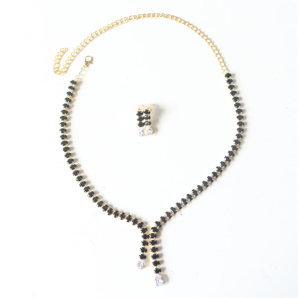 

Fashion Bright Diamond Necklace Women S Fashion Temperament Earrings Set Jewelry Niche Simple Two-Piece Set