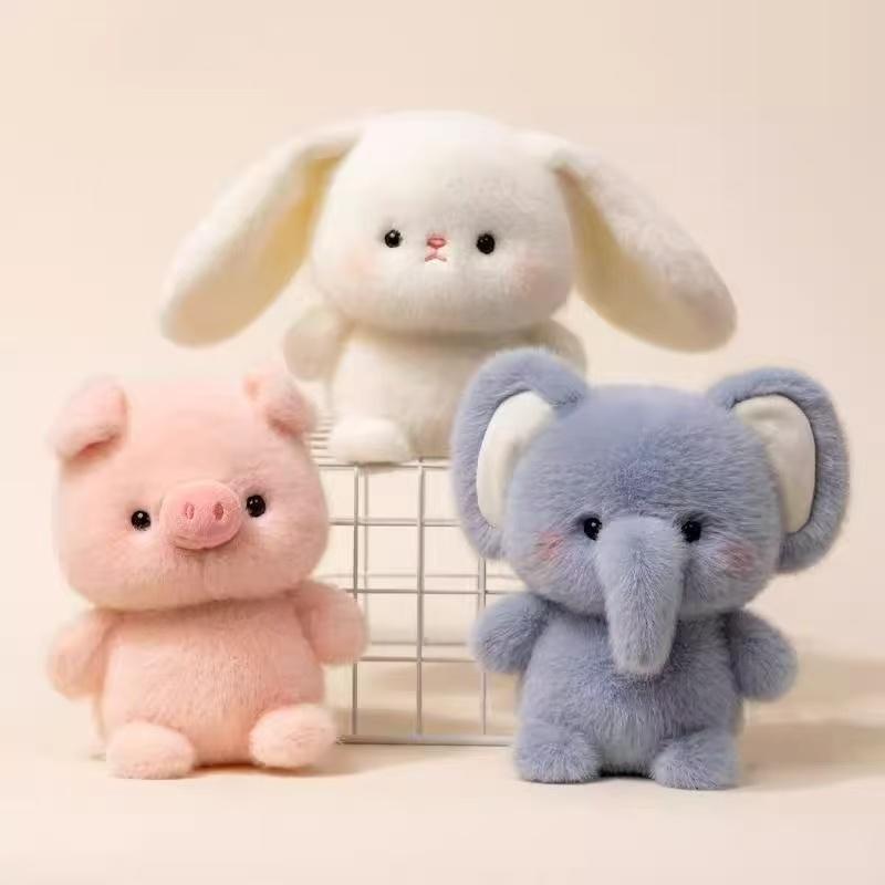 Sevimli Peluş Arkadaş Bebek Anime Fil Tavşan Ayı Panda Çizgi Film Masa Arkadaşı Bebek 16cm Yumuşak Peluş Oyuncak Uyuyan Hediye