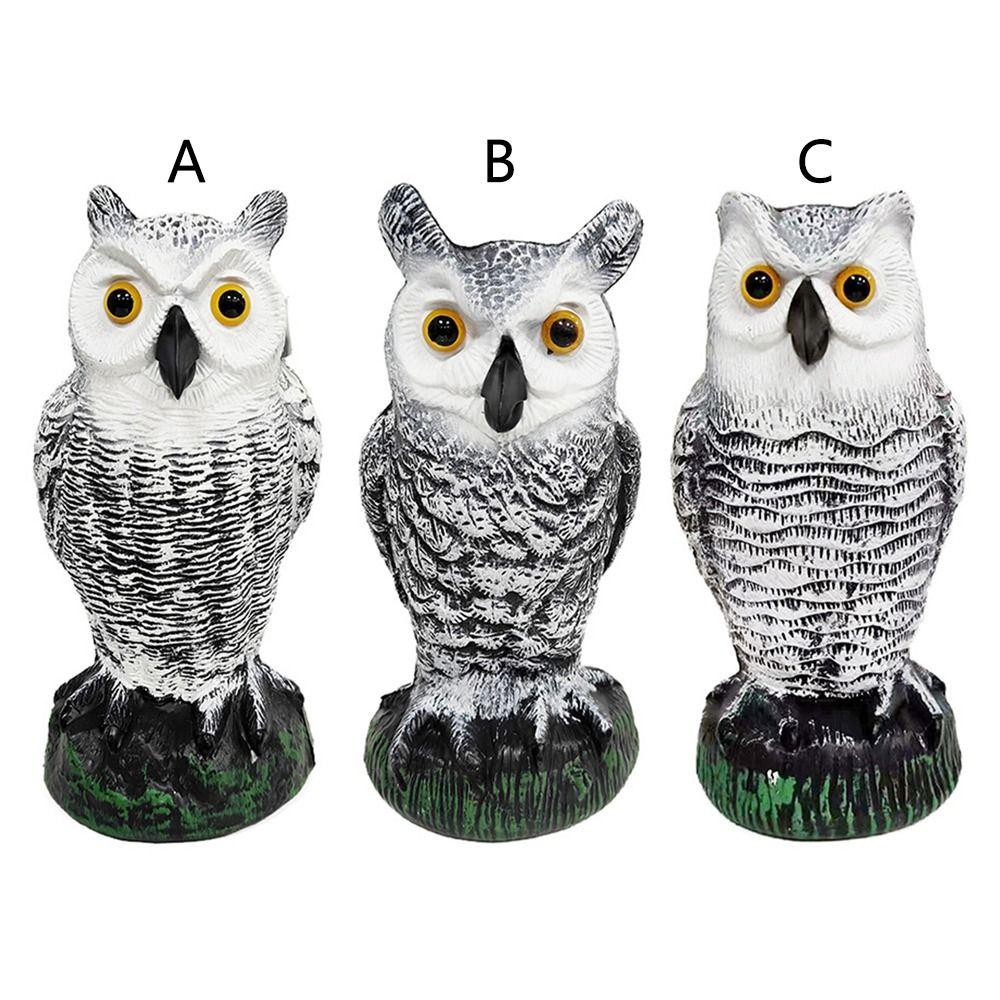 Waterproof Owl Bird Deterrent Shaking Head Sunscreen Simulation Owl Outdoor Use Plastic Material Garden Decorations
