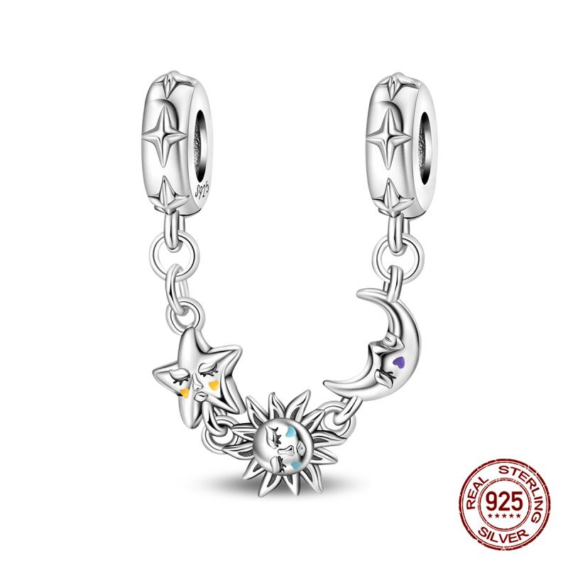 Original Charms Copper Hand Picking Star Safety Chain Charms Bead Fits 3Mm Original Bracelet Women Diy Jewelry Gift