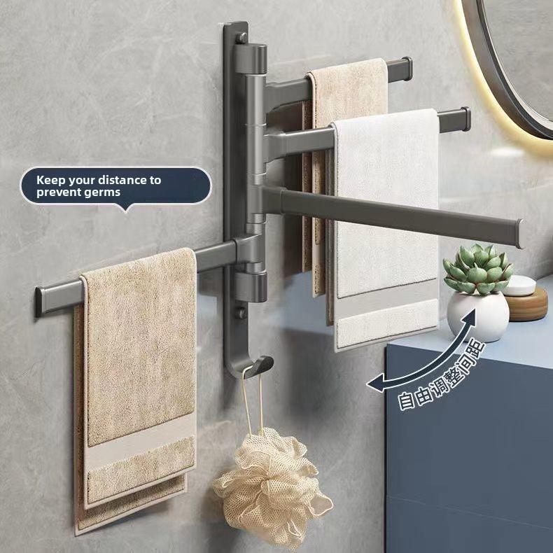 Bohrfreier Badezimmer Drehbarer Mehrstangen Handtuchhalter