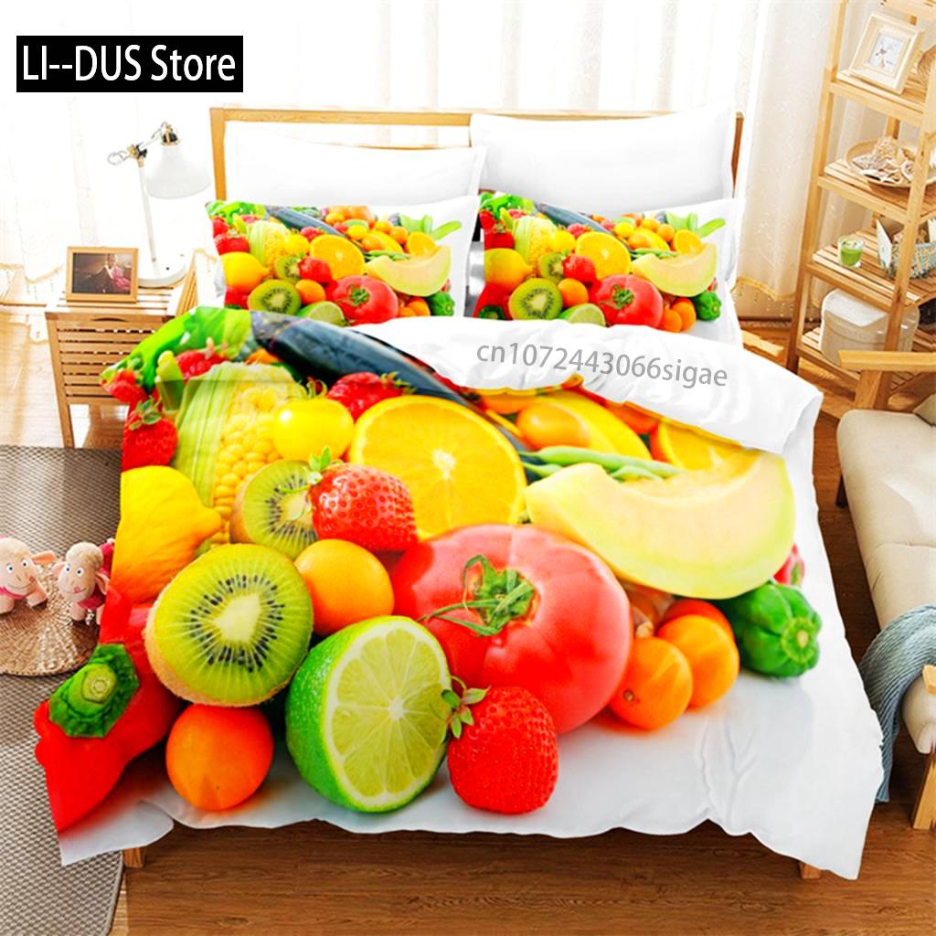 Summer Fruit Queen Bedding Set Duvet Cover Set Bedding Digital Printing King Size Duvet Cover Set Bedding Sets