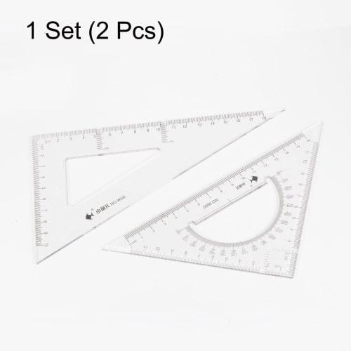 uxcell Triangle Ruler Square Set, 18cm x 16cm, 30/60 and 45/90 Degrees, Measuring Tool for Classroom, Home, and Office, Transparent, 2 Pieces