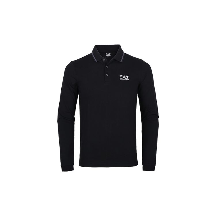 Emporio Armani FW21 Logo Print Long Sleeve Polo Shirt Men polo shirts Black 8NPF07-PJ04Z-1200 L