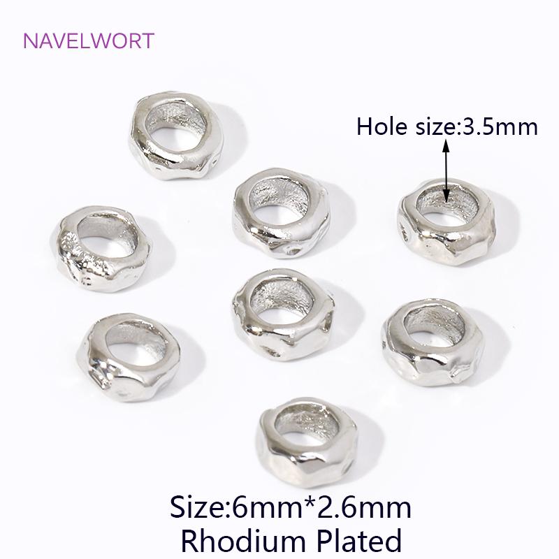 18K Gold Plated Brass Irregular Round Spacer Beads,Separators For Beads,For Jewelry Making DIY Bracelet Making Accessories