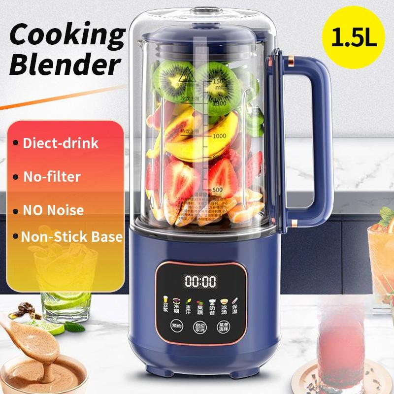 1.5L Large Capacity Cooking Blender 600W Silent Electric Fruit Juicer Kitchen Multifunctional Soybean Milk Machine