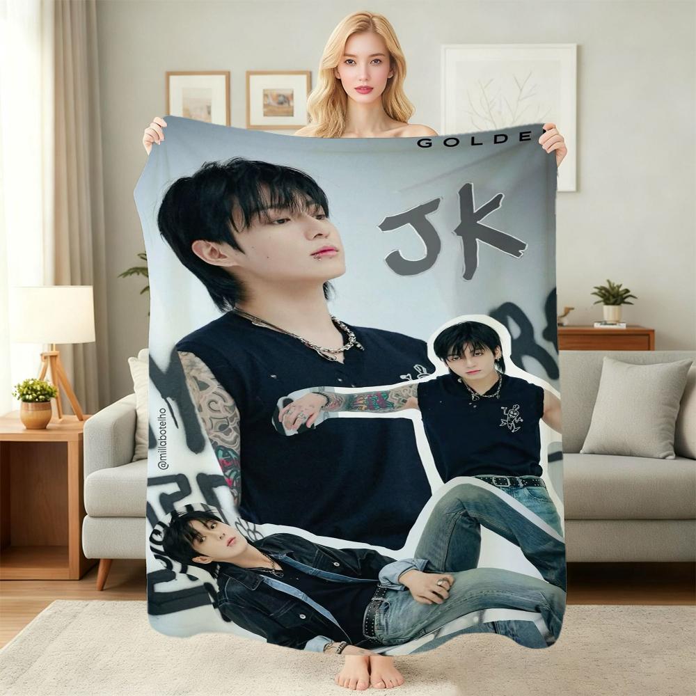 Stylish Man Yellow Jacket Portrait Pattern Blanket Warm Comfortable Fleece Blanket For Living Room Office Nap Lightweight Home Decor Halloween Gift