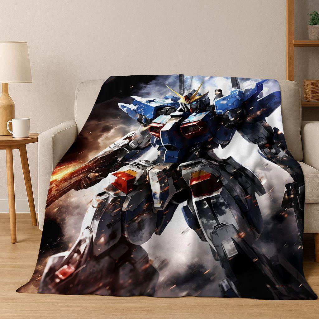 26 Style Gundam Cartoon Robot Flannel Blanket,Warm and Cozy Soft Throw Blanket for Home Bedroom Bed Sofa Picnic Office Cover