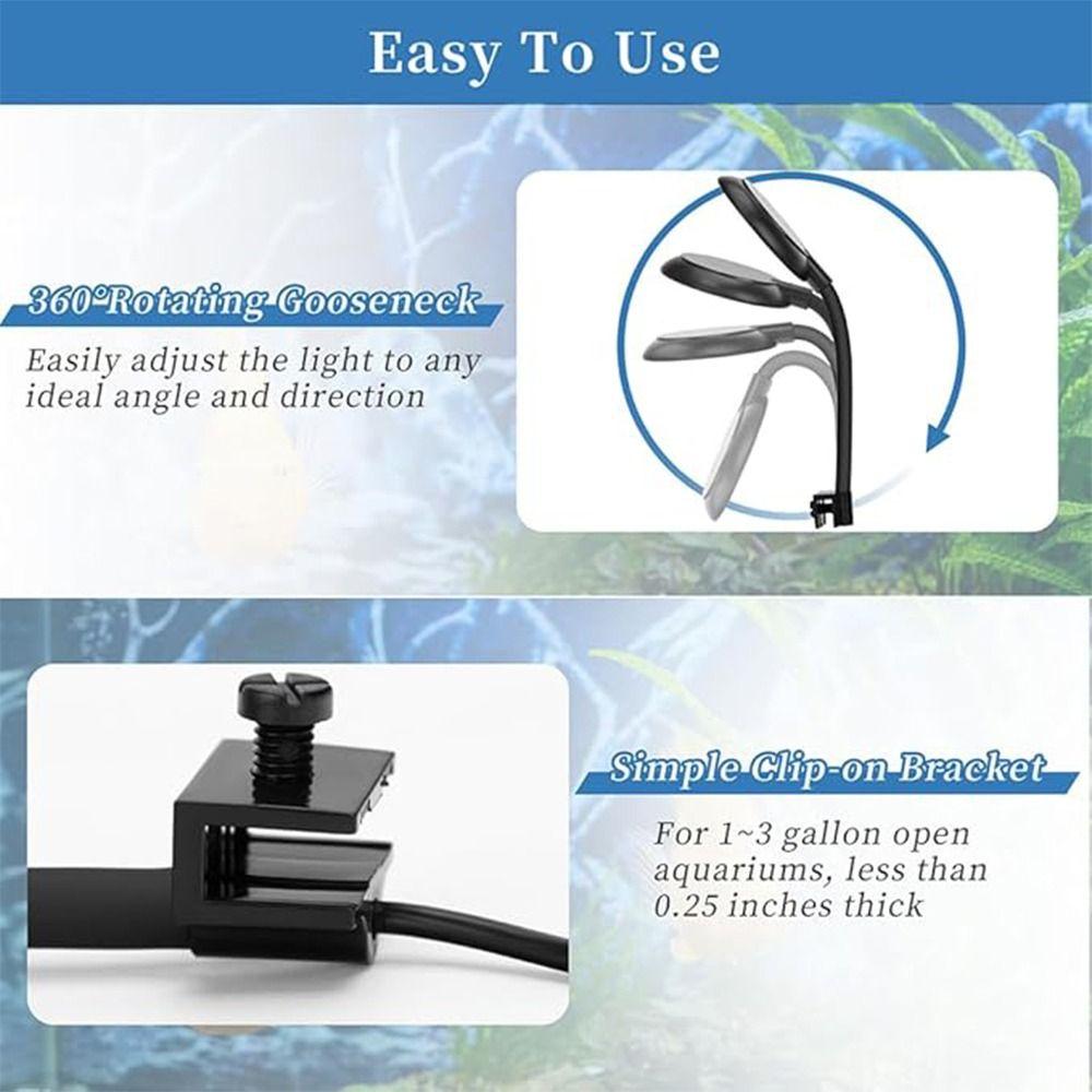 5/7W Clip on Aquarium Light 360-degree Aquarium Plant Light Durable LED Aquarium Light Aquarium
