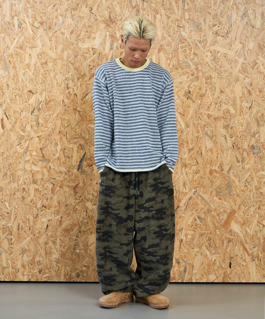 LOSERS CLUB Logo Stripe Round Neck Knit Gray
