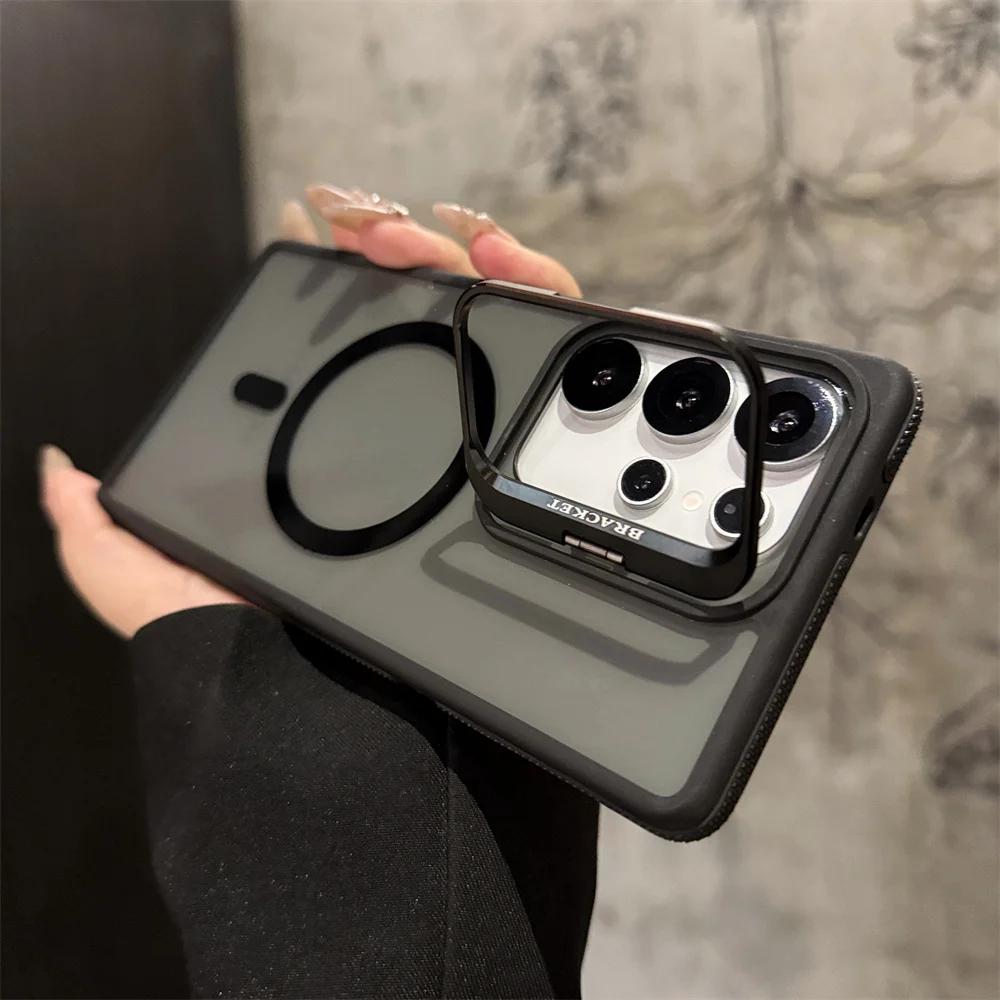 For Magsafe Magnetic Metal Lens Protection Stand Case For Galaxy Samsung S25 S24 S23 S22 Ultra Plus FE Shockproof Cover Bumper