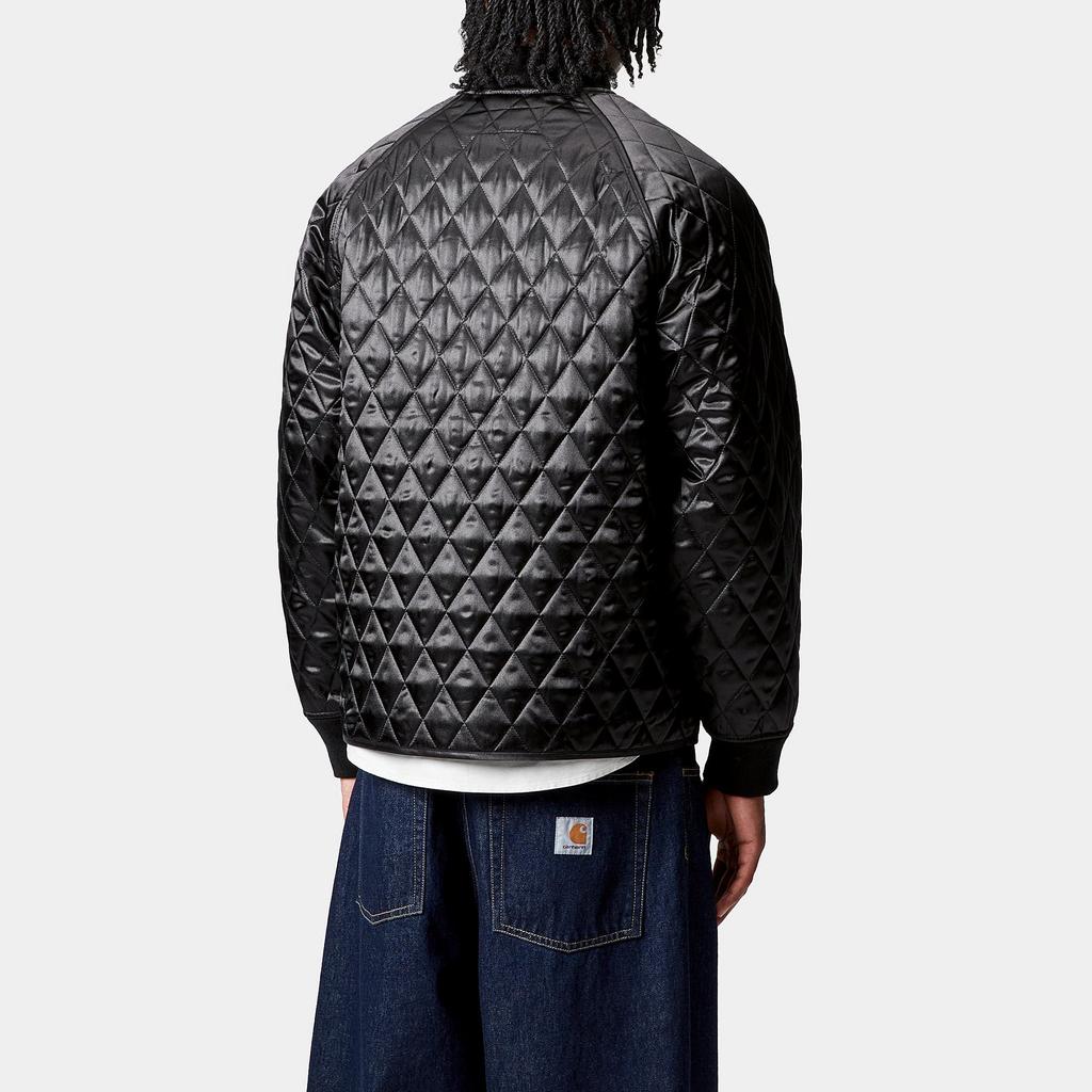 Carhartt WIP FW25 Alumni Liner Loose Fit Raglan Diamond Quilted Long Sleeve Ribbed Knit Collar Graphic Embroidered Jacket Men Jackets I035146-89-XX