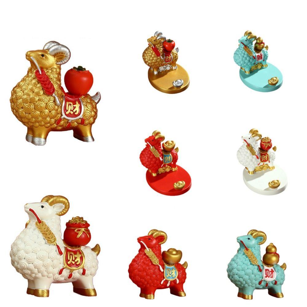 Creative Feng Shui Goat Statue Resin Zodiac  Sheep Figurine  Chinese Collectible