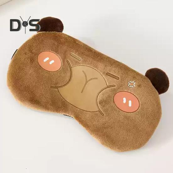 Capybara Light Blocking Eye Cover with Elastic Band Plush Cartoon Animal Hot Cold Compress Eye Shade Men Women Travel Nap Sleeping Blackout Eye Cover
