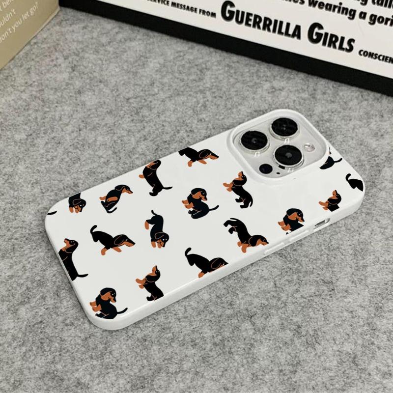 Cute Black Sausage Puppy Pattern Phone Case For iPhone 17 Pro Max 16 15 14 Plus 13 12 11 Pro Max 16E 17Air Shockproof Soft Cover