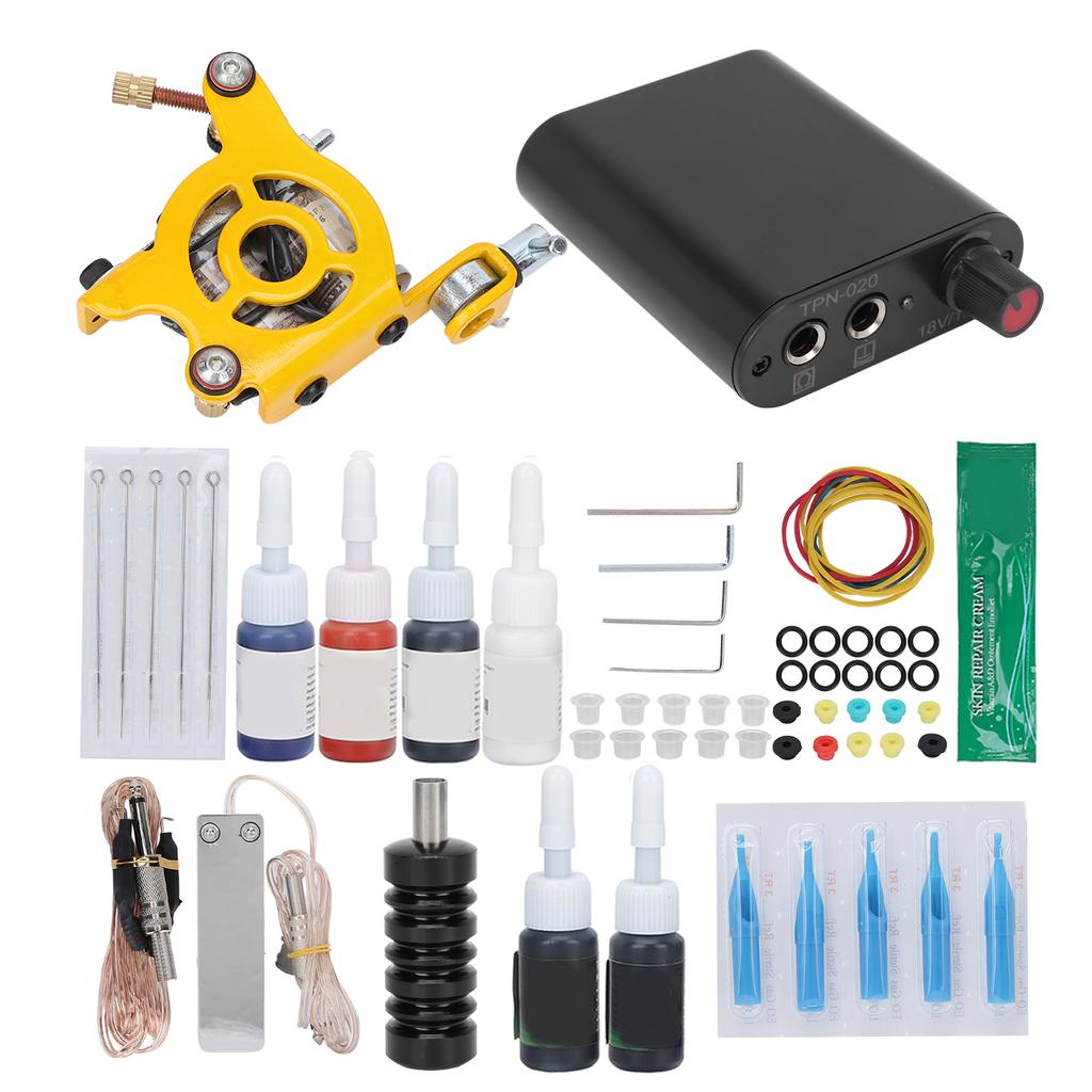 Tattoo Machine Kit Professional Complete Tattoo Beginner Kit with Coils Tattoo Machine 6 Ink