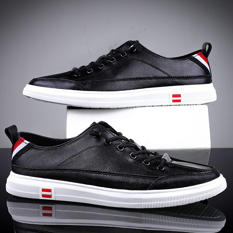 Men's Genuine Leather Shoes New Fashion Soft Casual Sneakers Men Comfortable Versatile Non-slip White Men's Shoes Fashion Flats