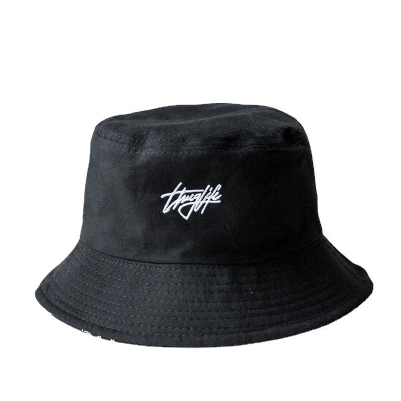 Hat female personality embroidered bucket hat sun hat female visor hat versatile hat male sunscreen basin hat