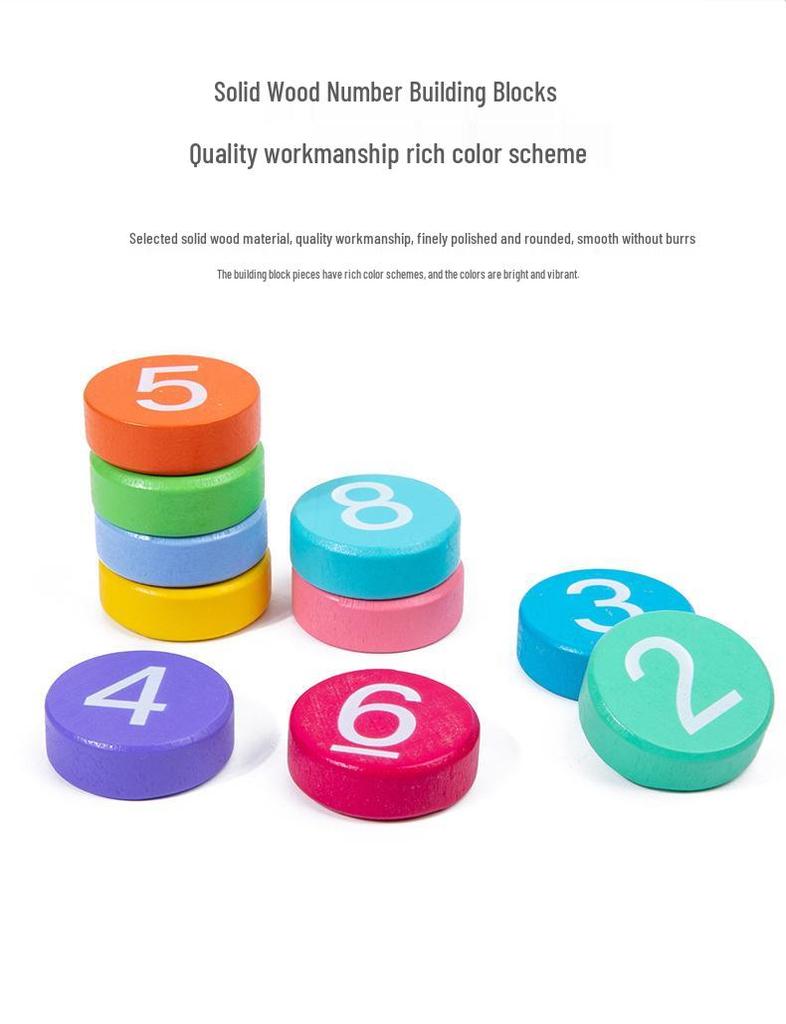 Wooden Arithmetic Building Blocks: Educational Addition & Subtraction Matching Toys for Toddlers