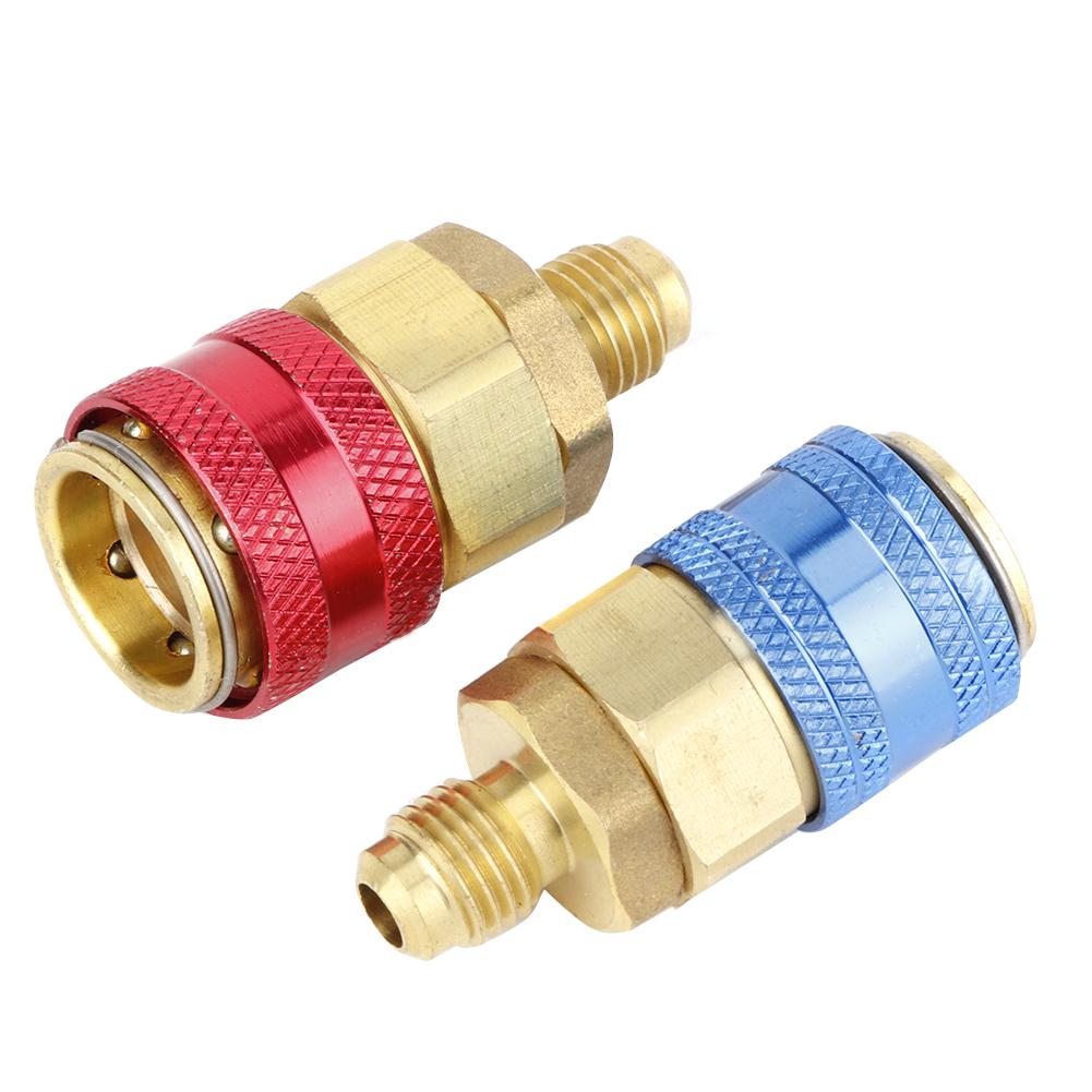 2pcs R134A High Low Pressure Straight Quick Coupler Connector Car AC Refrigerant Adapter