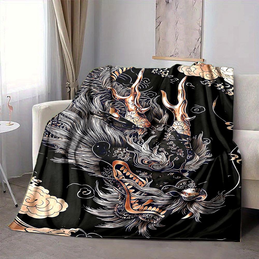 1PC Dragon Head Design Blanket - Soft Warm All-Season Throw for Sofa, Bed, Car, Office, Throw For Sofa Yy250916085