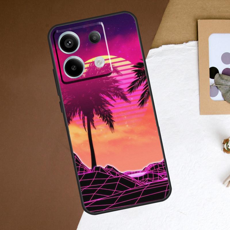 80s Retrowave Neon Palms Tree Case For Xiaomi Redmi Note 13 Pro Plus Note 12 11 9 10 11S 10S 12S Redmi 13C 10C 12C Cover