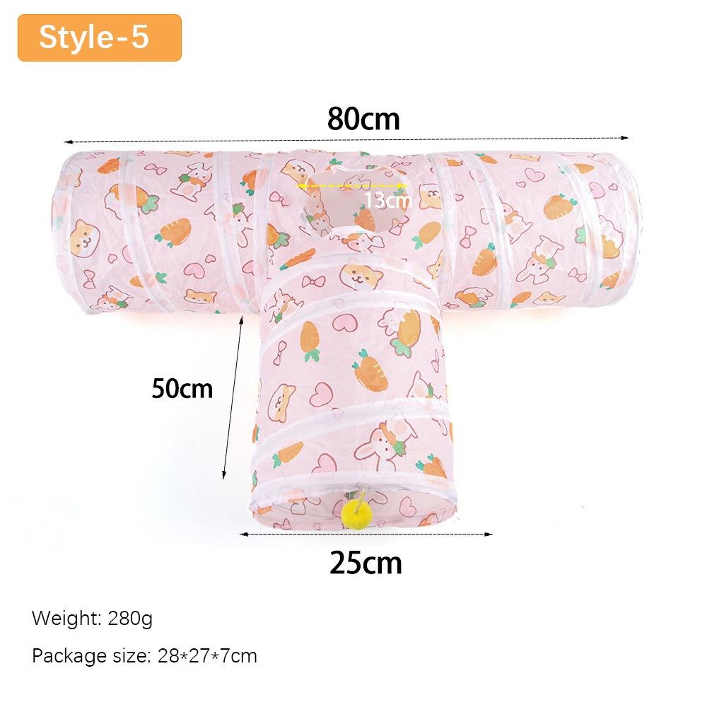 Cartoon Polyester+Steel Wire Cat Tunnel Tube Foldable Training Interactive Cat Nest Breathable Cat Maze Tunnel Rabbit