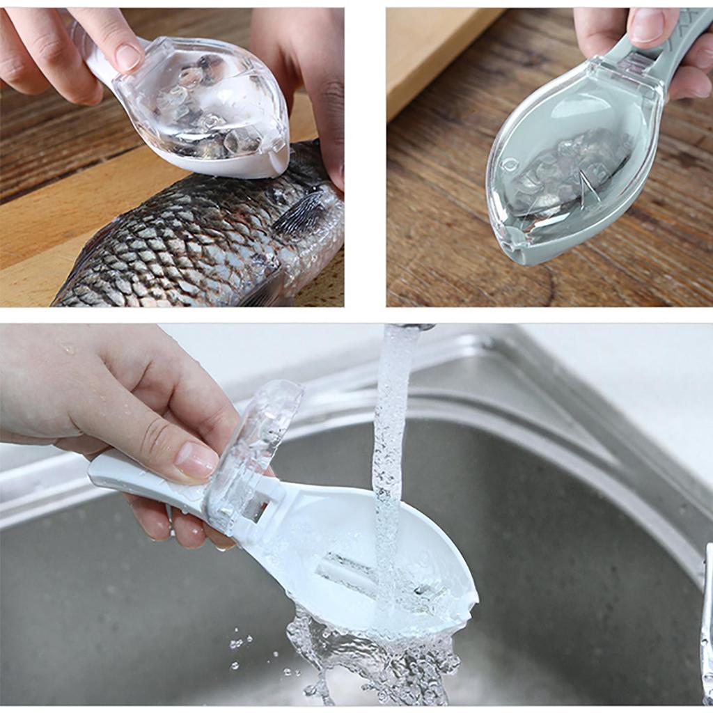 Fish Scaler Convenient Fish Scale Remover Cleaner Fish Shape Scraper with Storage Container for Home Kitchen