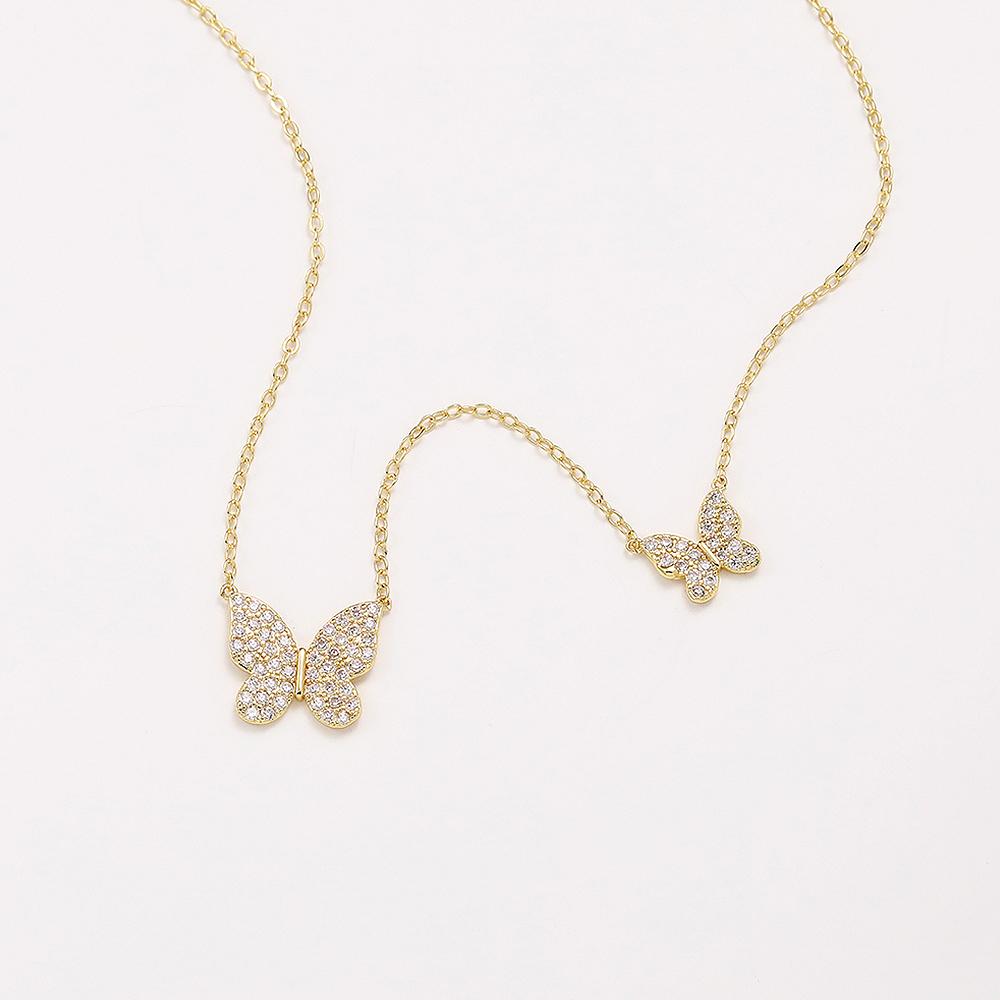 Huitan Utsökt Guld Färg Fjäril Choker Halsband för Kvinnor Chic Hals Accessoarer Fest Vardagsslitage Mode Mångsidig