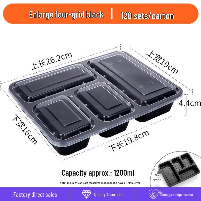 

ZISIZ 1000ml Disposable 4-Compartment Meal Box