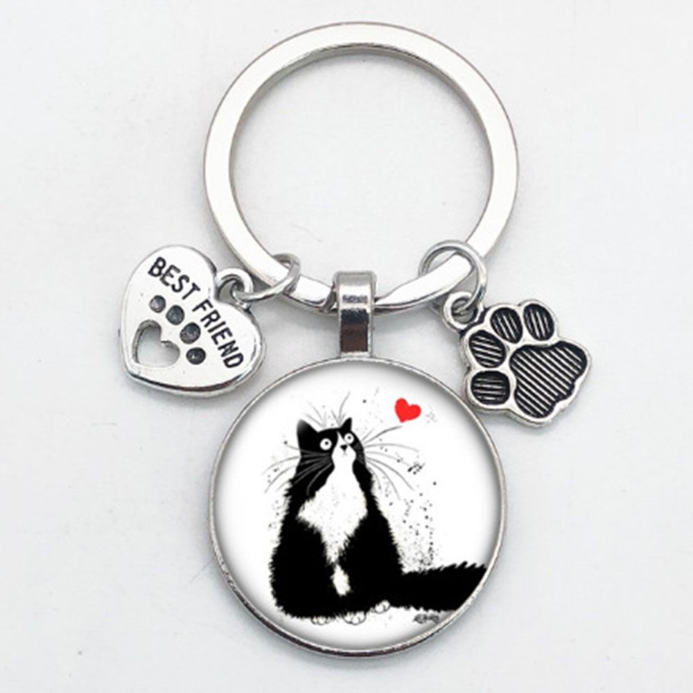 

Cartoon Car Key Chain Metal Key Holder Lovely Glass Cabochon Key Ring Kids Style 1