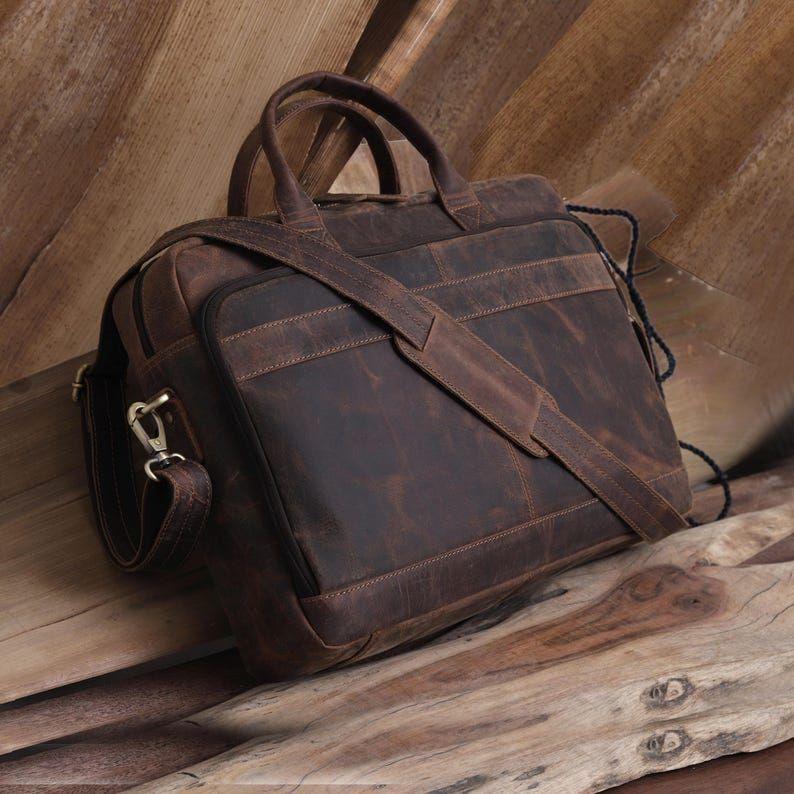 Leather Briefcase Bag Mens Laptop Messenger Bag Office Shoulder Bag Personalized Handbag for Men and Women Classic Gift for Him