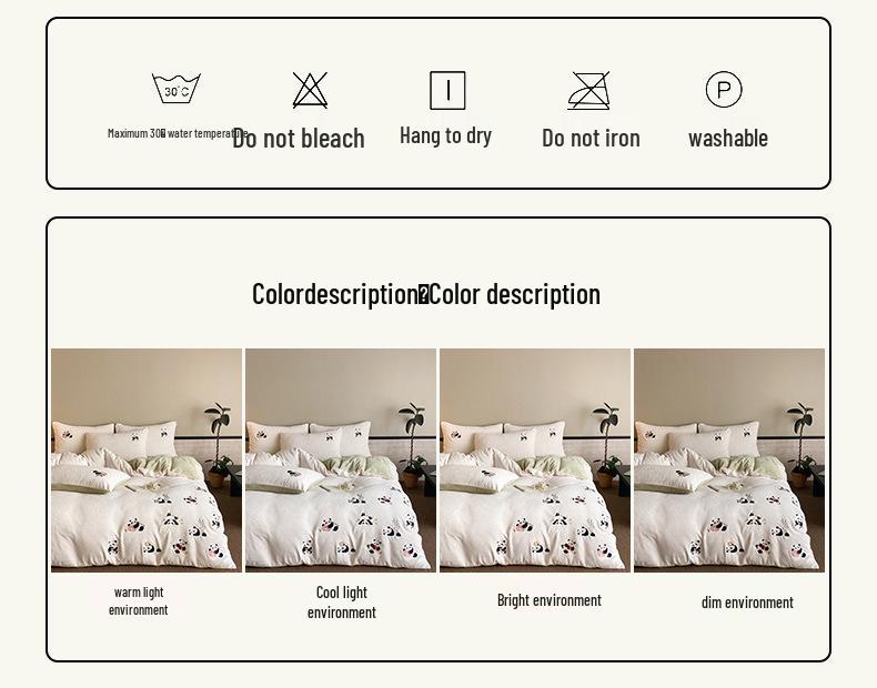 Class A Mother & Baby Thickened Coral Fleece Panda Bedding Set - Winter Four-Piece Double-Sided Warmth