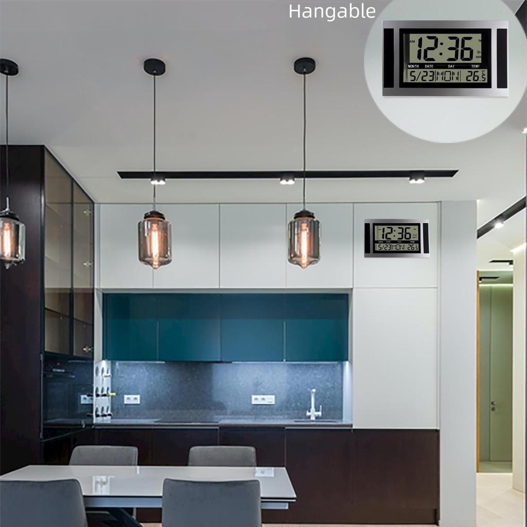 Silent Minimalist European & American Wall Clock with HD LCD Display