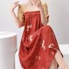 Short-sleeved cotton silk nightgown women's summer square collar improved Hanfu national style cotton silk skirt loungewear can be worn outside 