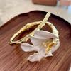 2025 Luxury Iris Leaf White Enamel Cuff Bracelet for Women