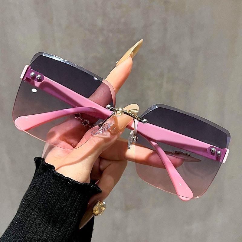 

5PCS New Frameless Trimming Sunglasses Large Frame Slim-Looking Face Fashion Women s Same Advanced Sunglasses