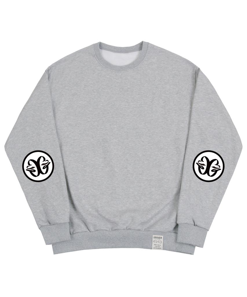 GRAVER [Unisex] Elbow Deco Logo Sweatshirt_Gray/Black Logo