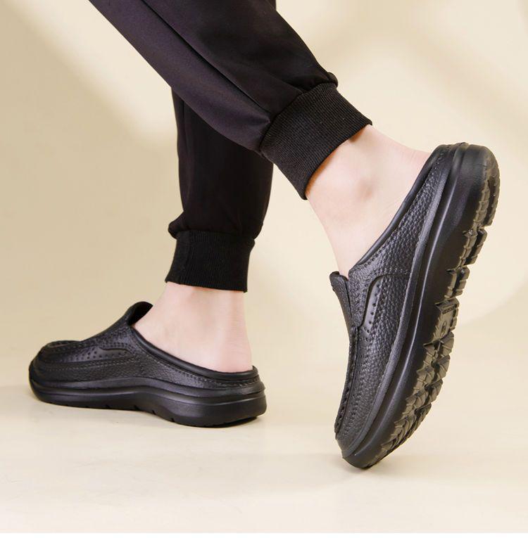 Herren Übergröße Leder Slipper Baotou Hausschuhe, Lässiger Sommerstil, Größe 46