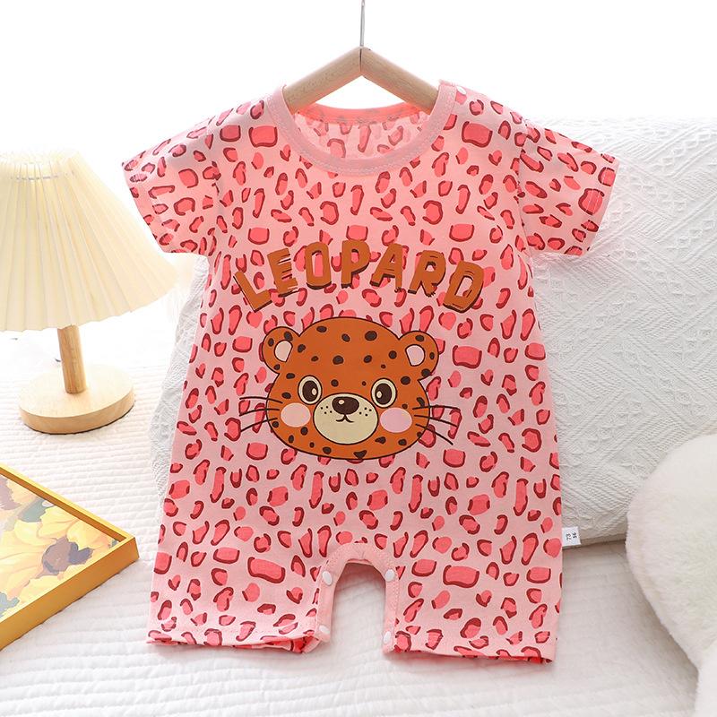 2026 Summer Kids O-Neck Short Sleeve Pajama-Rompers Baby Spring Short Crawling Clothes Cartoon Cotton Jumpsuit for Girl Boy