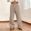 Women's Fashionable Loose-Fit Trousers Sporty Fleece-Lined Solid-Colour Long Trousers